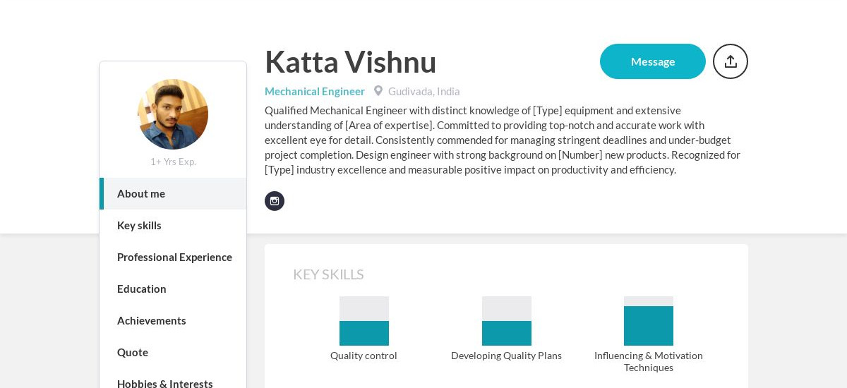 Katta Vishnu Online Resume | CraftmyCV