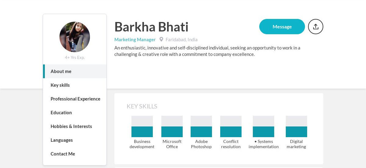 Barkha Bhati Online Resume | CraftmyCV