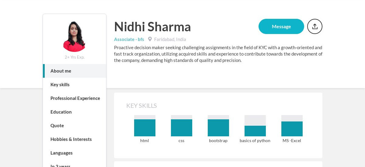 Nidhi Sharma Online Resume | CraftmyCV