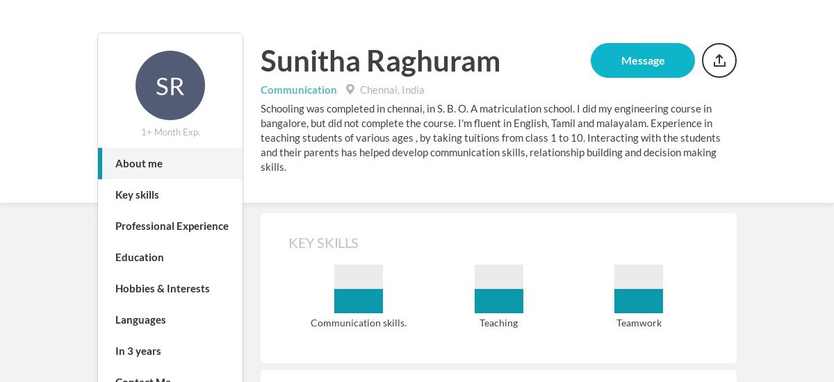 Sunitha Raghuram Online Resume | CraftmyCV