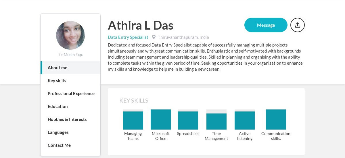 Athira L Das Online Resume | CraftmyCV