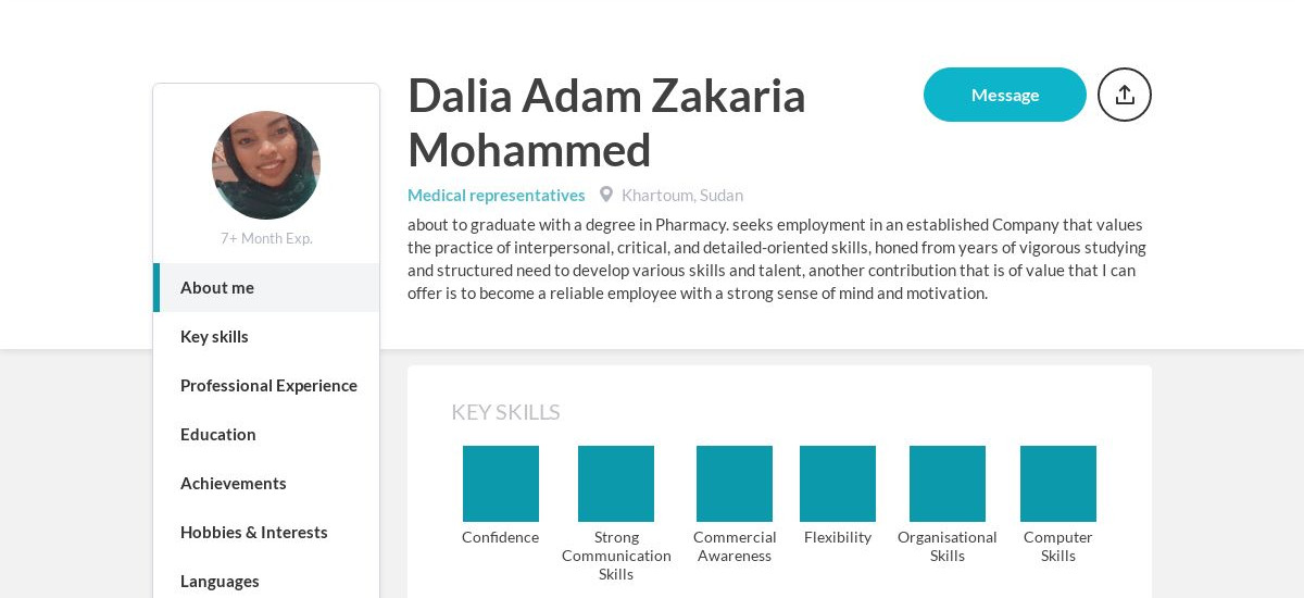 Dalia Adam Zakaria Mohammed Online Resume | CraftmyCV