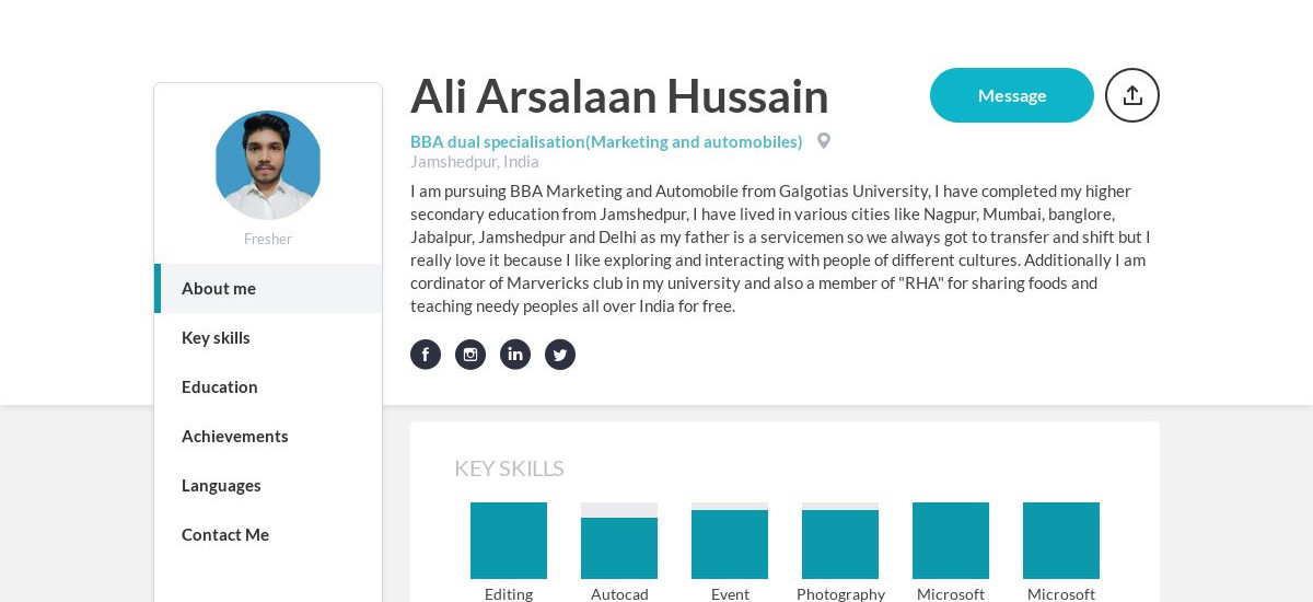 Ali Arsalaan Hussain Online Resume | CraftmyCV