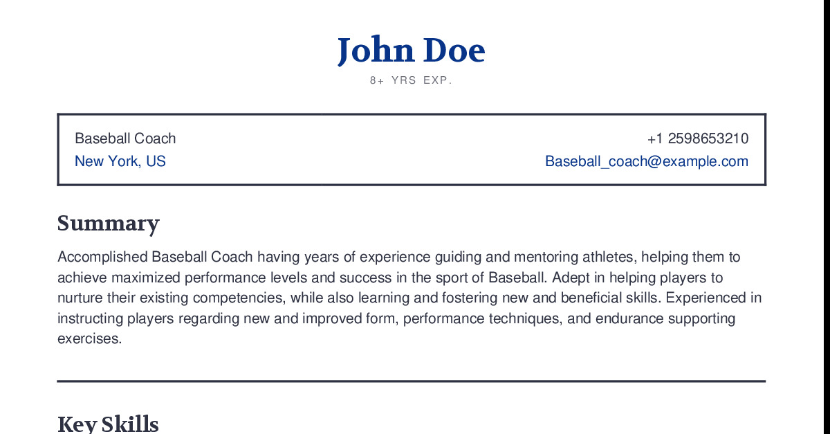 Professional Baseball Player Resume Sample