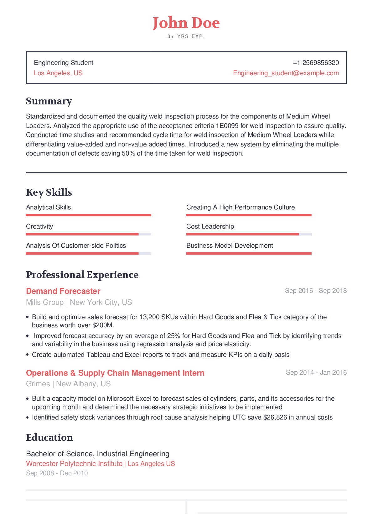 Engineering Student Resume Example With Content Sample CraftmyCV