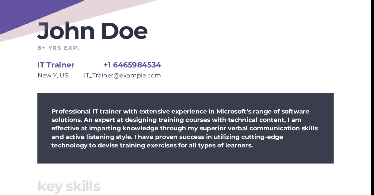 it training resume examples