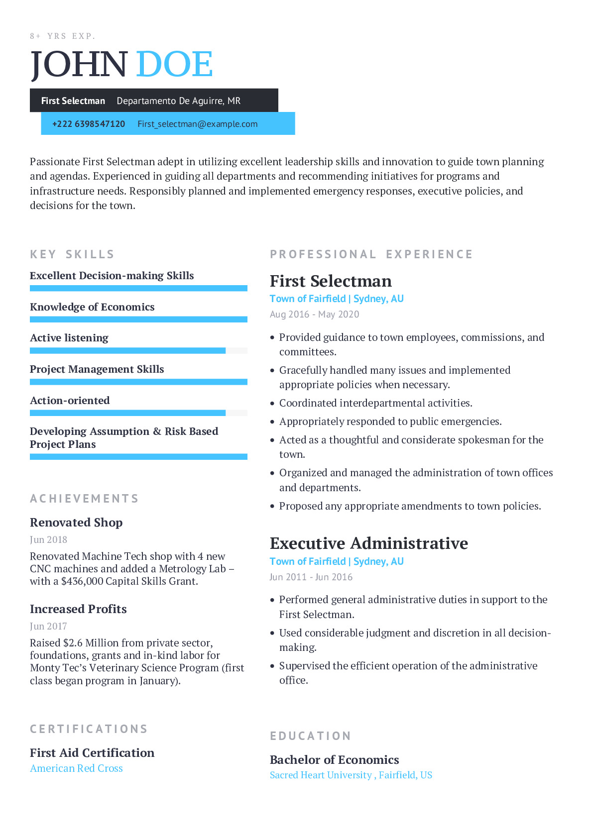 Resume Example for Accounting & Finance job 2020 CraftmyCV