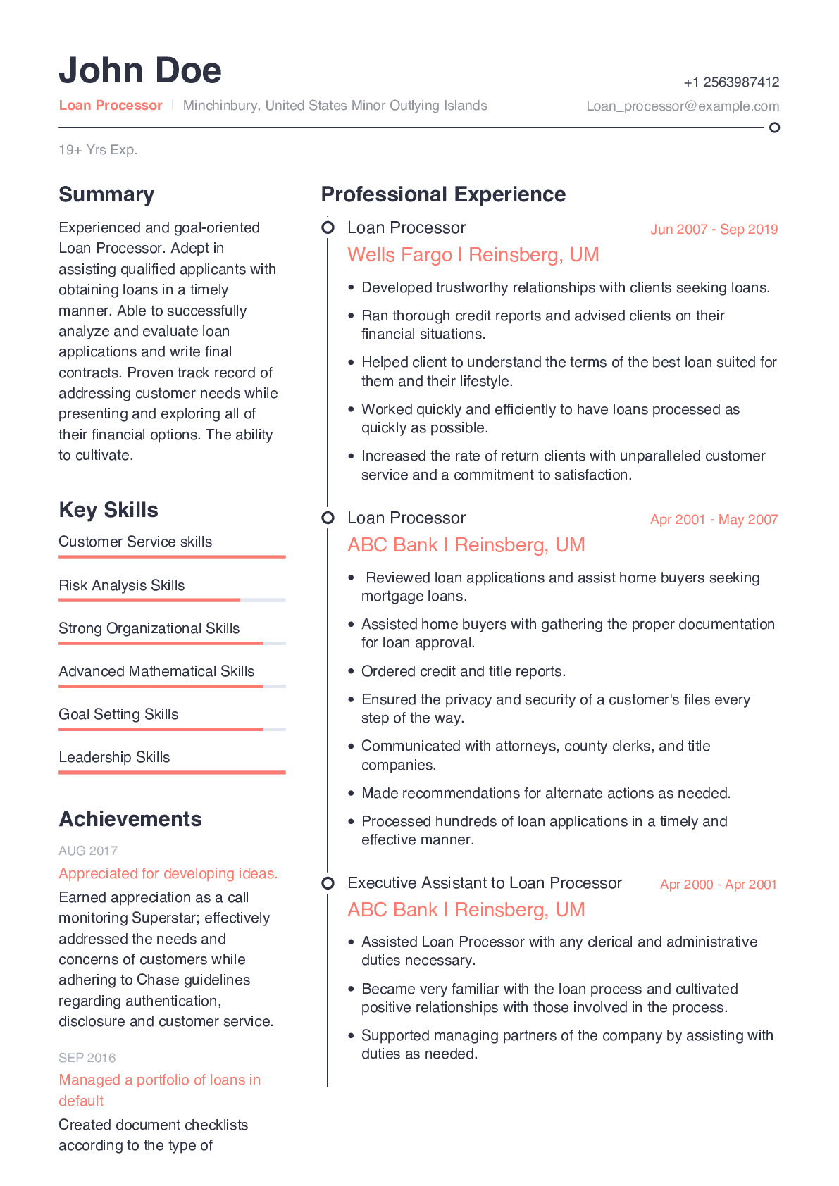 BES worst leven Loan Processor Resume Example With Content Sample | CraftmyCV