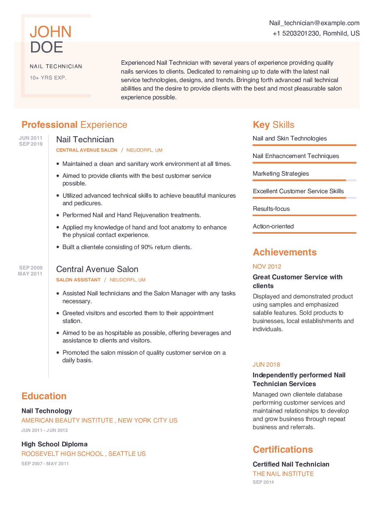 Job Description For Nail Technician For Resume My Bios
