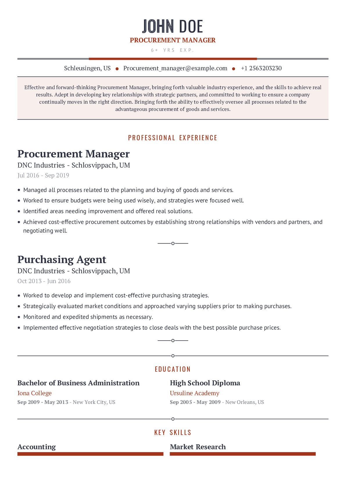 Procurement Manager Resume Example With Content Sample CraftmyCV